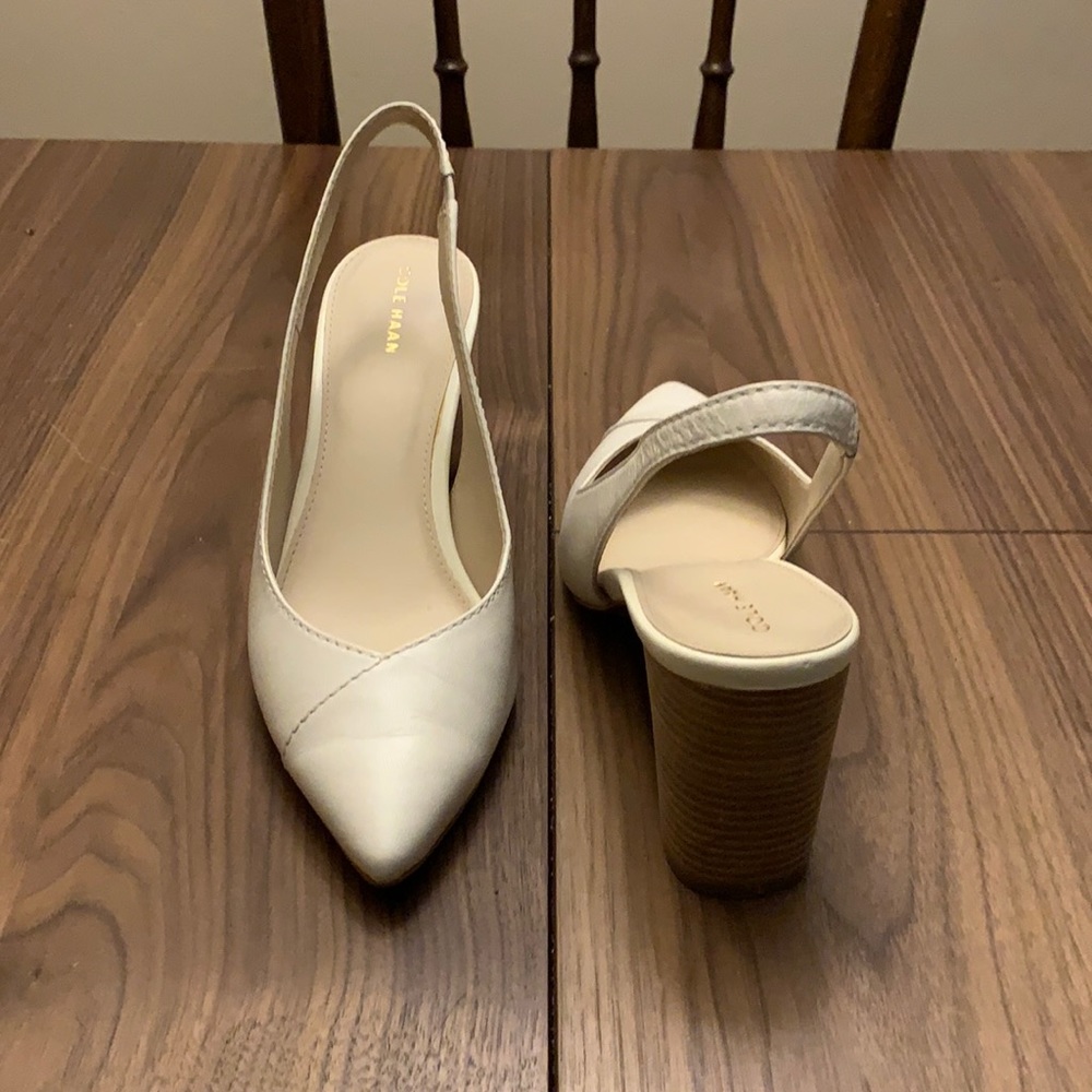 Cole Haan white size 9 sling back block heel